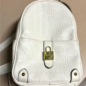 Juicy Couture Embossed White Backpack with Gold Lock